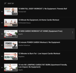 10-minute full cardio workout youtube playlist